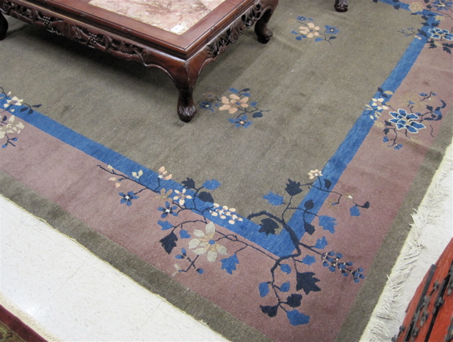 Appraisal: ART DECO CHINESE NICHOLS CARPET the plain taupe field and