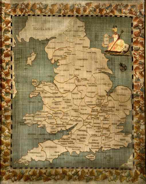 Appraisal: A TH CENTURY NEEDLEWORK MAP SAMPLER worked by Jane Hicks