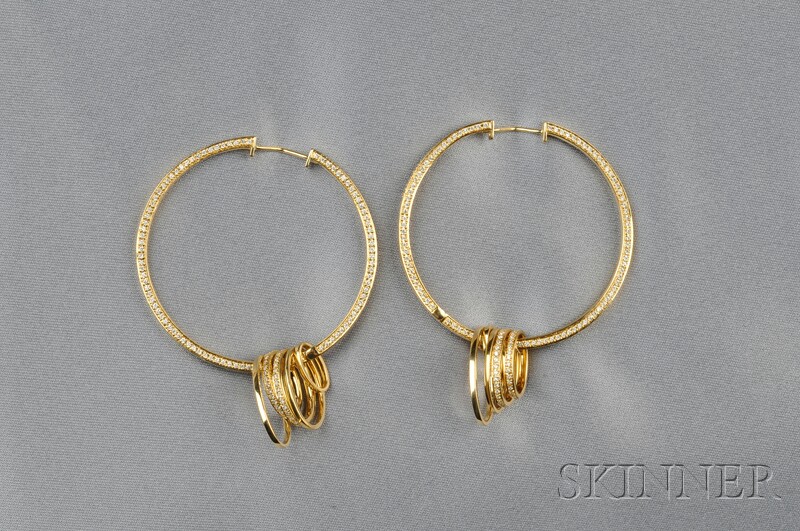 Appraisal: kt Gold and Diamond Earpendants Di Modolo each designed as