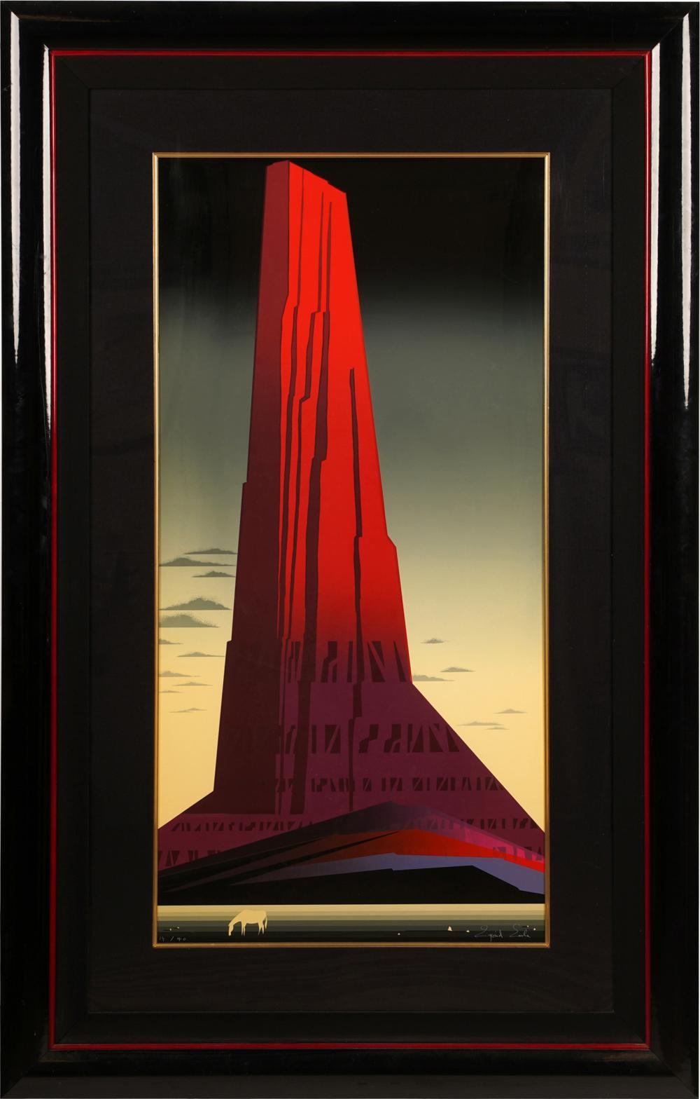 Appraisal: EYVIND EARLE - DESERT SKYSCRAPERserigraph signed in printing lower right