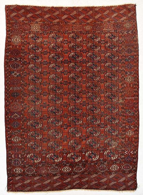 Appraisal: Tekke Carpet Turkish th century orange field with repeating rows