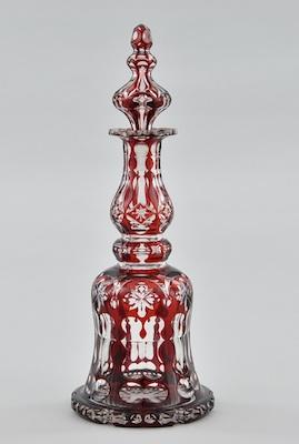 Appraisal: A Bohemian Ruby Red Overlay Cut Glass Decanter Overall approx