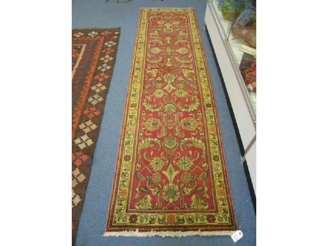 Appraisal: Tabriz Persian Handmade Runner elaborate floral on red field '