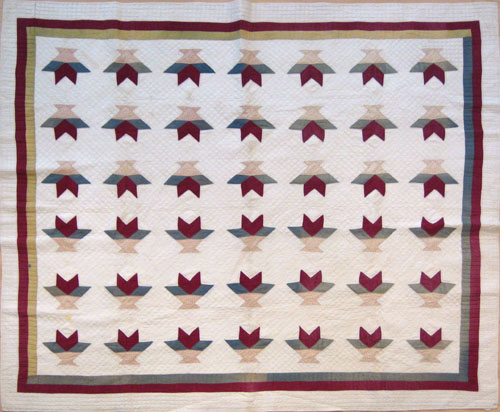 Appraisal: Applique quilt ca in the tulip basket pattern x