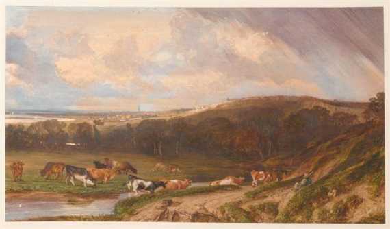 Appraisal: MARILHAT PROSPER GEORGES ANTOINE Vertaizon French landscape with herd of