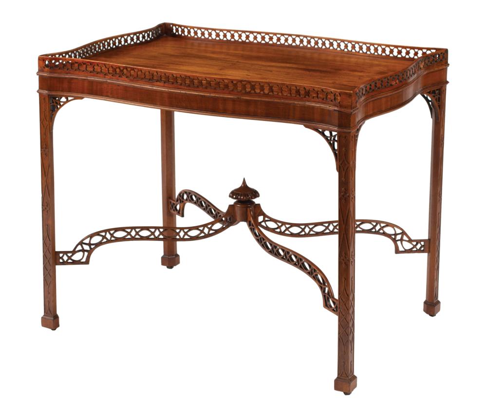 Appraisal: George III Mahogany Silver Table th th c serpentine galleried