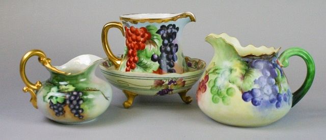 Appraisal: Grape Motif Limoges Porcelain Grouping pieces of hand painted Limoges