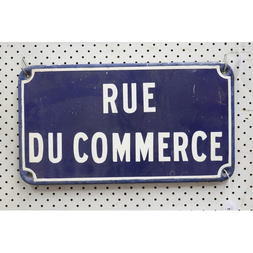 Appraisal: Vintage French enamel sign - Rue Du Commerce approx cm