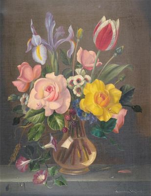 Appraisal: Alexander Wilson th Century Still life of flowers in a