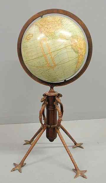 Appraisal: Rand McNally Co Victorian globe with a brass ring and