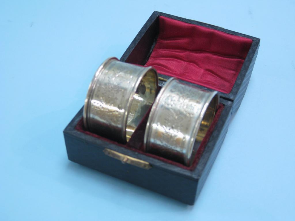 Appraisal: Pair of Edward VII circular Napkin Rings with floral and