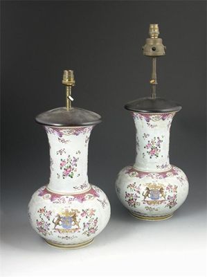 Appraisal: A pair of Samson porcelain table lamps decorated in the