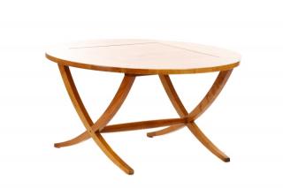 Appraisal: Roche Bobois Stained Maple Curule Coffee Table Roche Bobois French