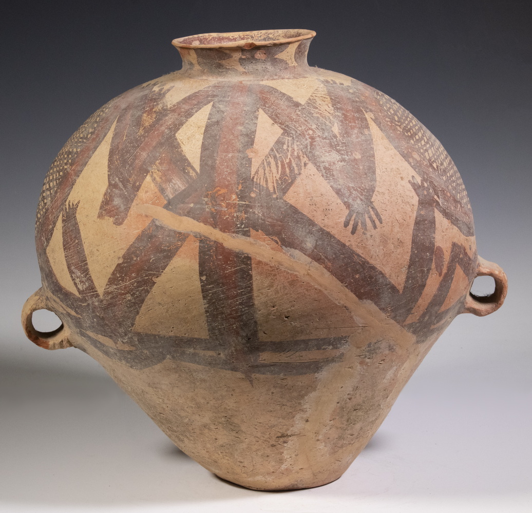 Appraisal: CHINESE NEOLITHIC PERIOD LARGE PAINTED POT Yangshao Culture Banshan Type