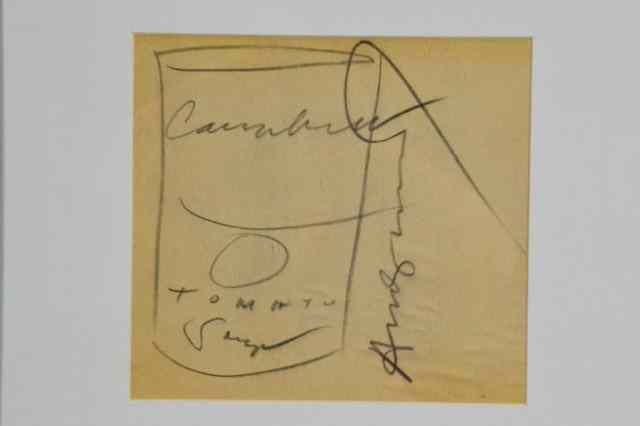 Appraisal: ANDY WARHOL CAMPBELL SOUP PENCIL DRAWINGAndy Warhol Campbell soup pencil