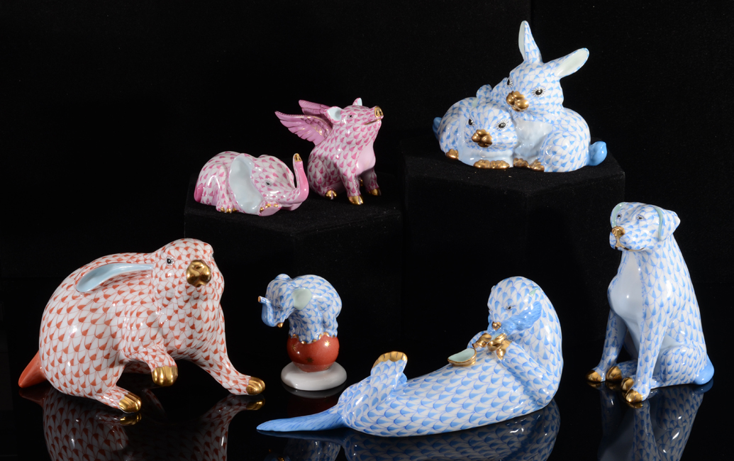 Appraisal: COLLECTION OF HEREND PORCELAIN ANIMALS To include Rabbit '' h