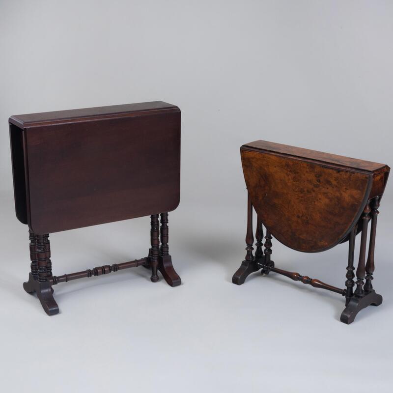 Appraisal: Small Burl Walnut Sunderland Table Together with a mahogany sunderland