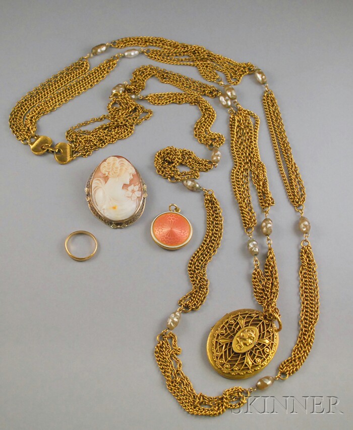 Appraisal: Small Group of Gold and Victorian Costume Jewelry a kt