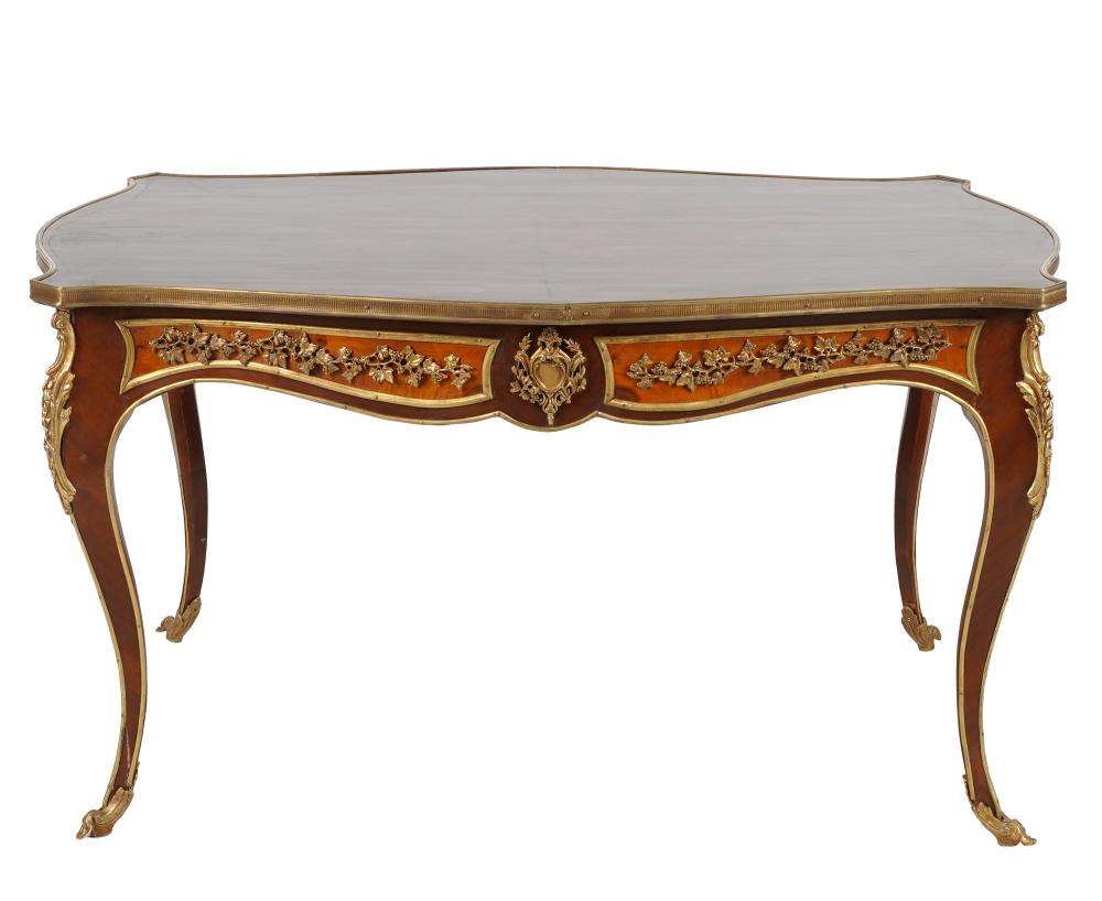 Appraisal: LOUIS XV STYLE MARQUETRY COFFEE TABLEcontemporary with gilt metal mounts