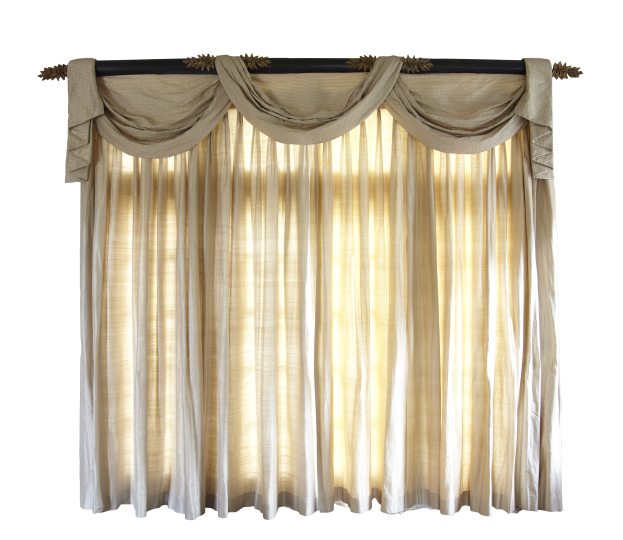 Appraisal: Two Pairs of Silk Curtains and Rods consisting of a