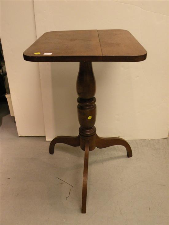 Appraisal: Mahogany rectangular top candlestand ring turned standard on tripod base