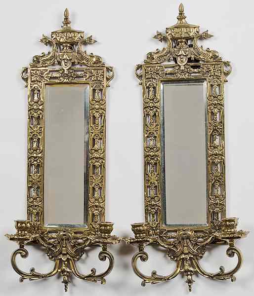 Appraisal: Bradley and Hubbard Mirrored Sconces American a pair of gilt