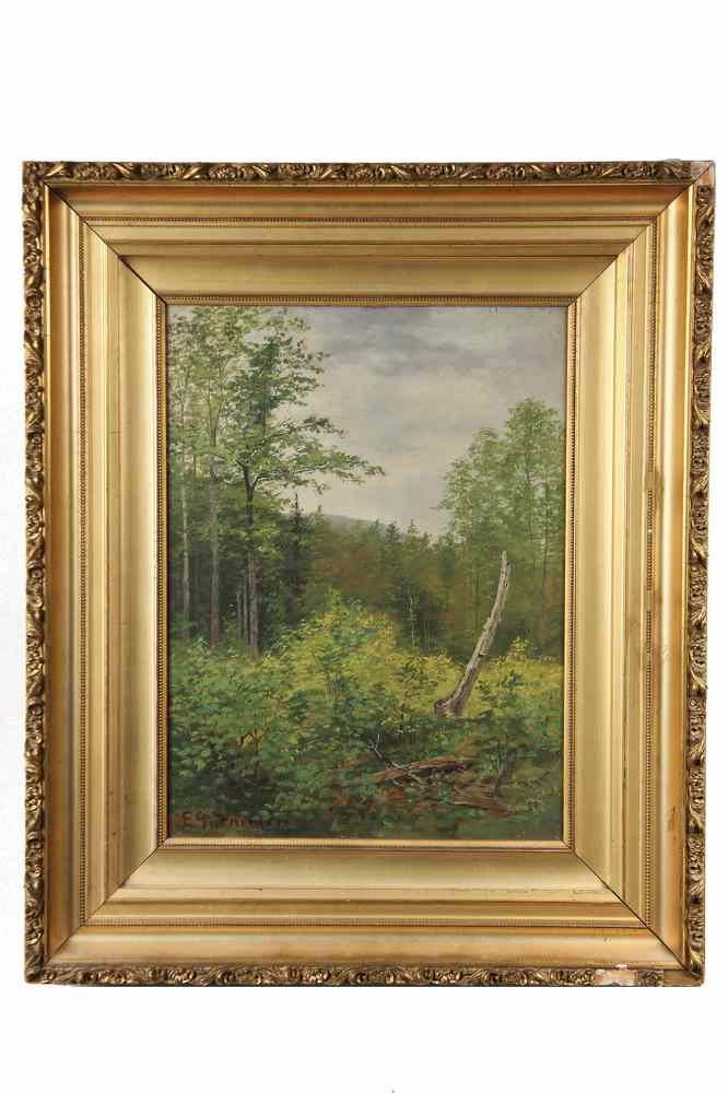 Appraisal: OOC - Summer Woodland Scene signed lower left 'E G