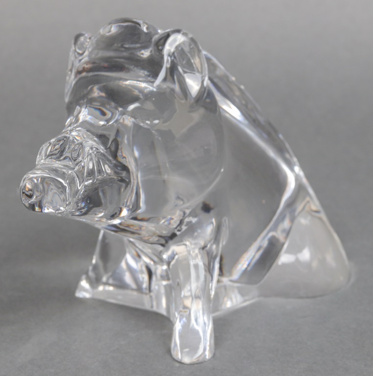 Appraisal: BACCARAT CRYSTAL WILD BOAR FIGURINE Baccarat crystal figurine paperweight of