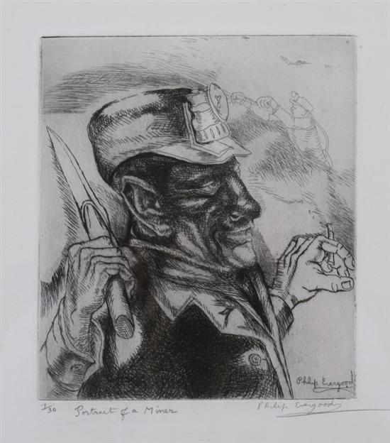 Appraisal: PHILIP EVERGOOD American - PORTRAIT OF A MINER signed dated