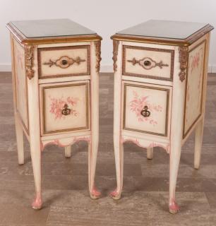 Appraisal: Louis XVI Style Nightstands Pair Pair of hand painted two