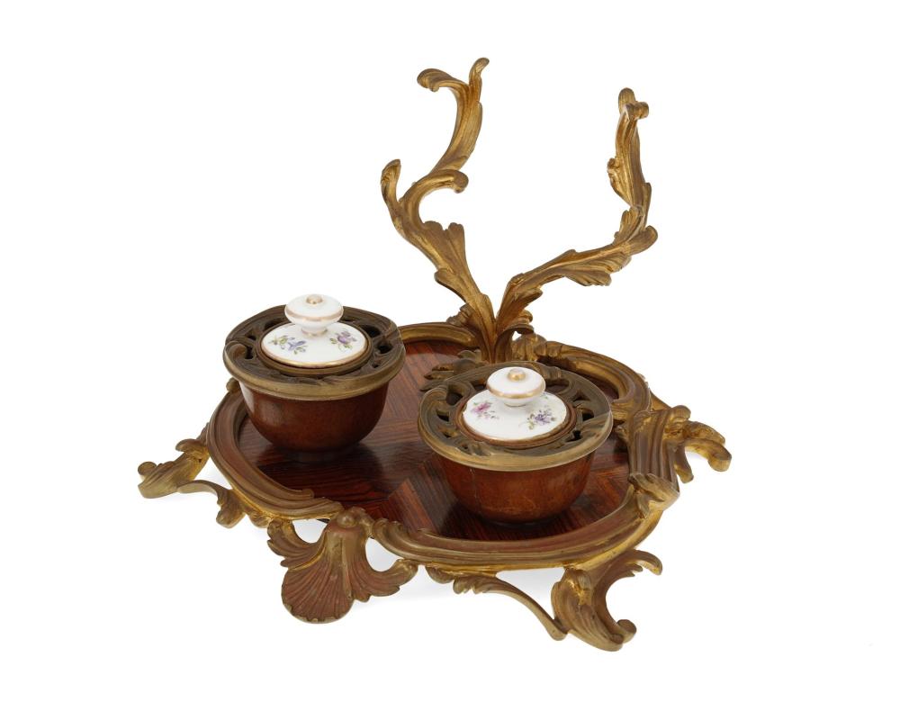 Appraisal: A French Louis XV-style inkwell Late th Early th Century