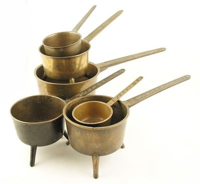 Appraisal: Six bronze skillets by Warner the handles variously marked including