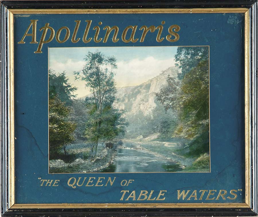 Appraisal: APOLLINARIS TABLE WATERS SIGN A canyon photo-tint is framed within