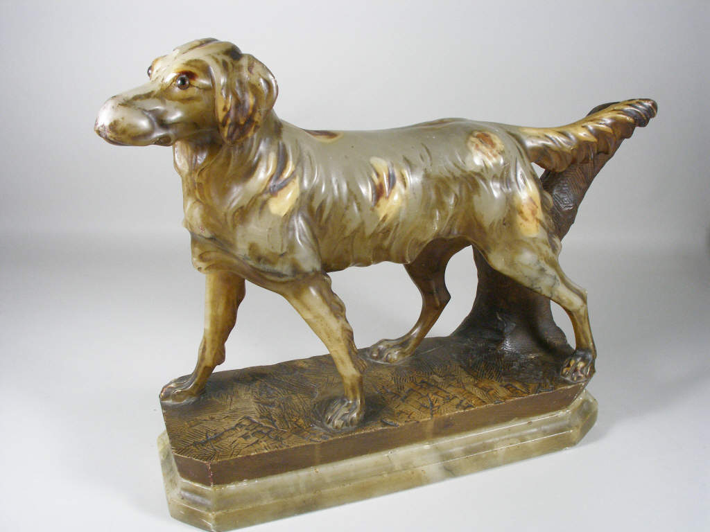 Appraisal: Irish Setter Sculpture Alabaster th c likely Italian coloration of