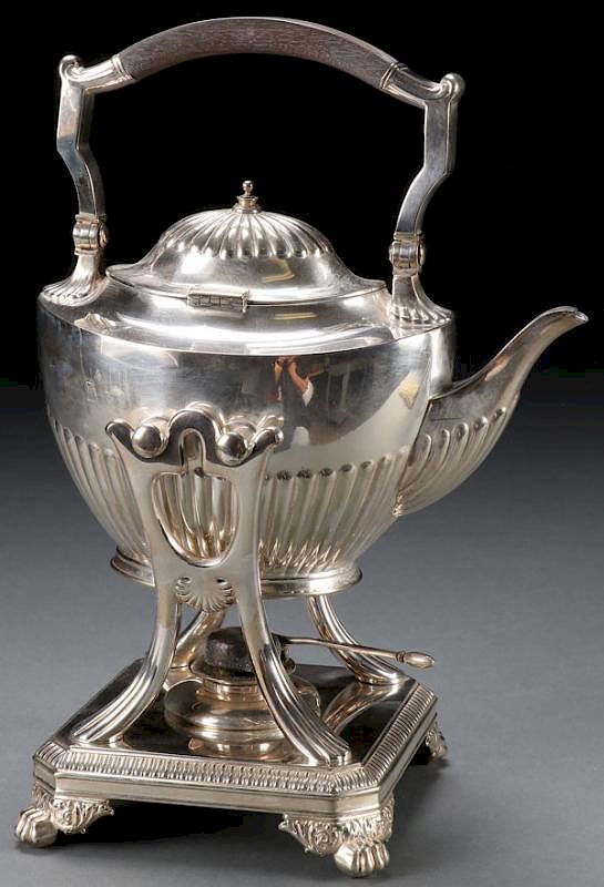 Appraisal: TIFFANY SILVERPLATE HOT WATER KETTLE A TIFFANY CO SILVER PLATE