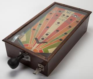 Appraisal: Five Cent Blow-Me-Down Wood Rail Countertop Pinball Machine Sea Grit