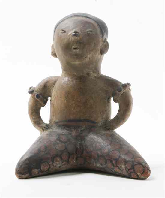 Appraisal: A Pre-Columbian Style Pottery Figure the male figure depicted seated