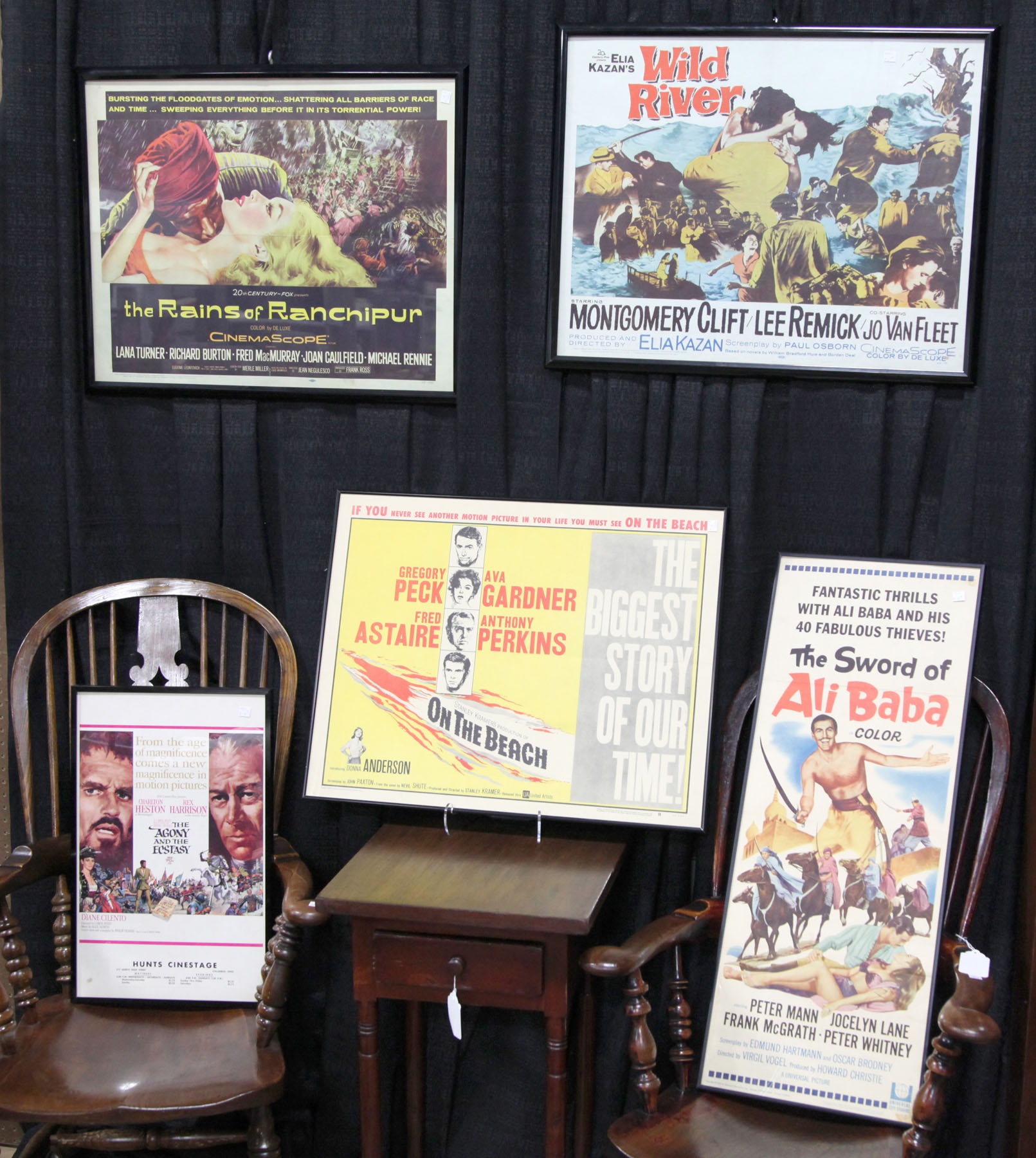 Appraisal: FIVE FRAMED MOVIE POSTERS American mid th century Movie posters