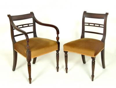 Appraisal: A SET OF EIGHT STAINED WOOD DINING CHAIRS including two