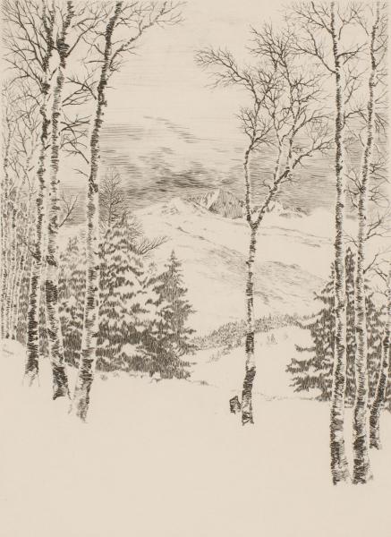 Appraisal: LYMAN BYXBE - PENCIL SIGNED ETCHINGLyman Byxbe - Aspen Trail