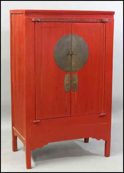 Appraisal: CHINESE CARVED AND PAINTED CABINET H '' W '' D