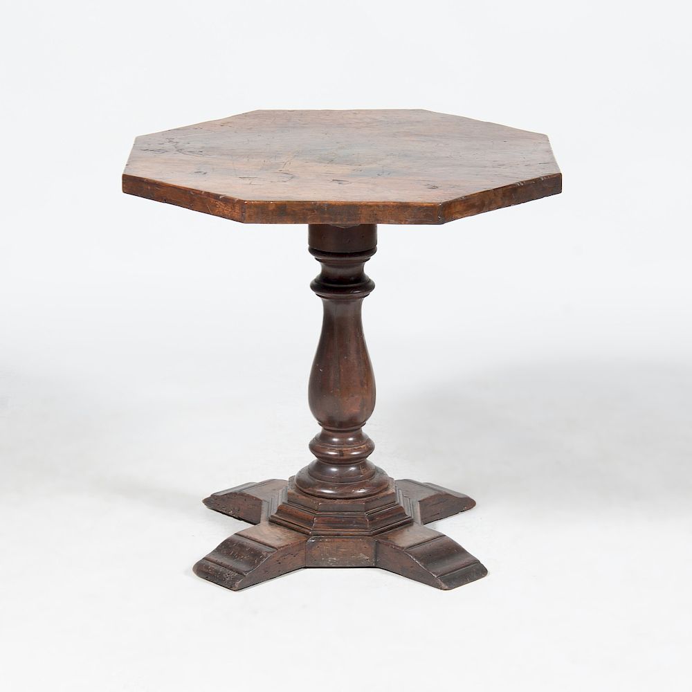 Appraisal: Italian Walnut Octagonal Table x in diam Property from the