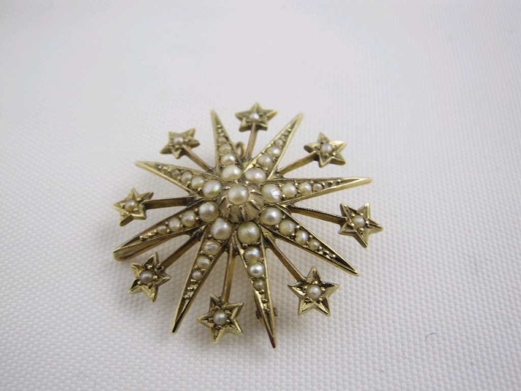 Appraisal: A late Victorian Star Brooch set numerous seed pearls in