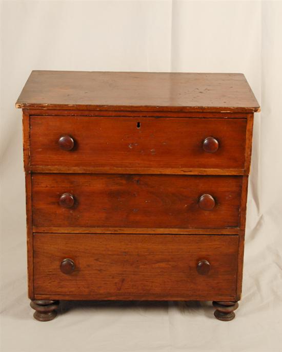 Appraisal: A Diminutive Chest of Drawers walnut or mahogany with pine