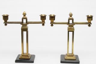 Appraisal: Aesthetic Movement Brass Candlesticks Pair Vintage Austrian gilt brass pair