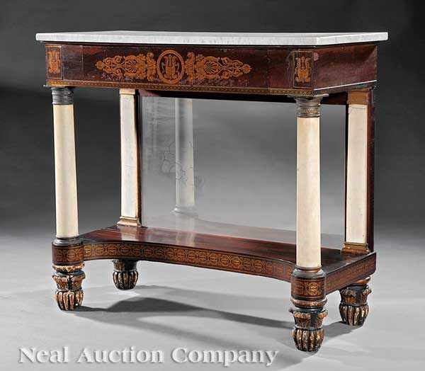 Appraisal: An American Classical Stenciled Mahogany Pier Table early th c