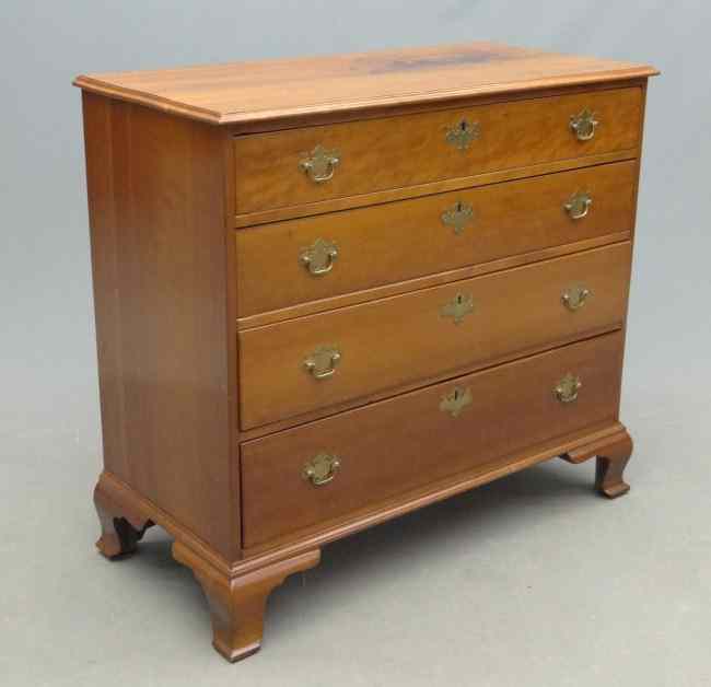 Appraisal: th c CT cherry four drawer ogee bracket base Chippendale