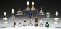 Appraisal: FIFTEEN MISCELLANEOUS MINI LAMPS Includes Improved Banners Little Harrys and