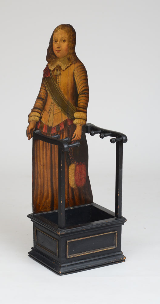 Appraisal: WILLIAM AND MARY DUMMY BOARD FIGURE LATER FASHIONED INTO A