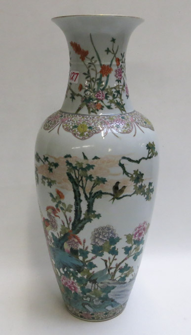 Appraisal: CHINESE FAMILLE ROSE PORCELAIN VASE the sides decorated with hand